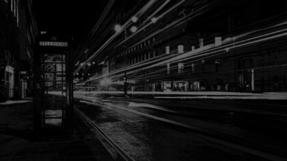 An underpass at night